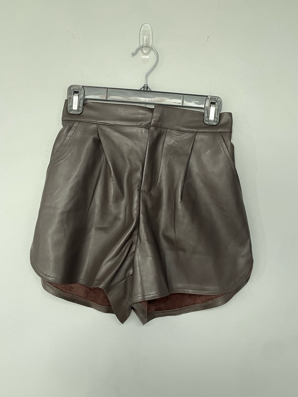 Bishop + Young - Anthropology - Alejandra Faux Leather Brown High Waisted Shorts